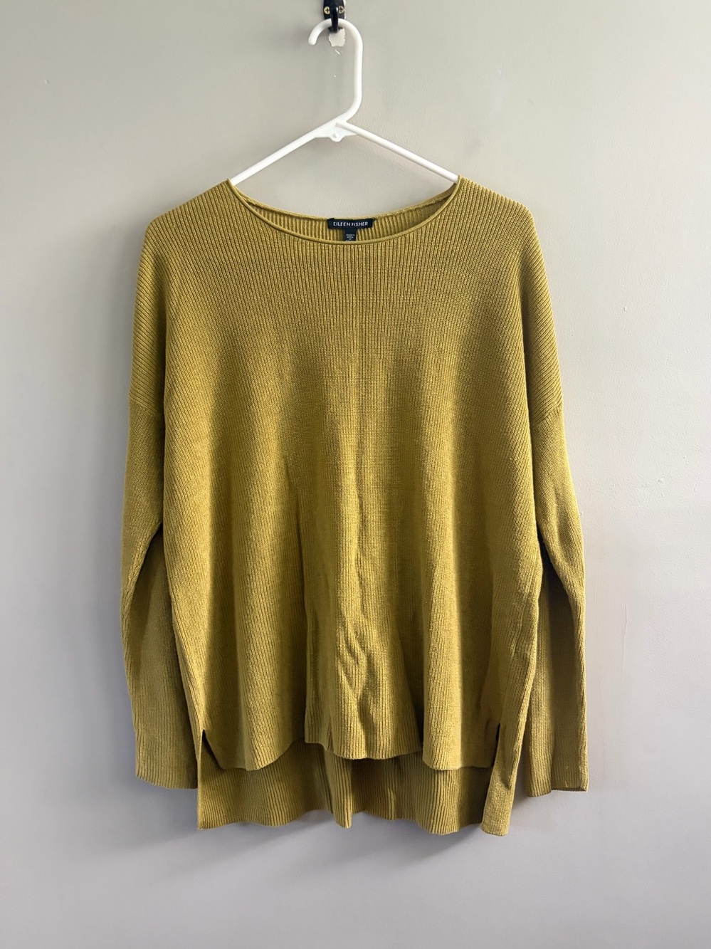 Eileen Fisher Sweater Chartreuse Organic Linen Cotton Size Small
